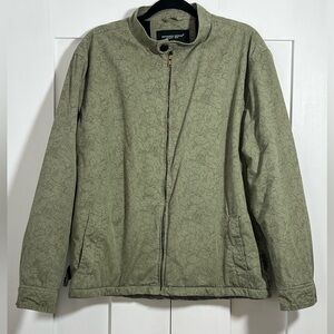 Distance Denim Green Floral Lined Zip Jacket Size XL